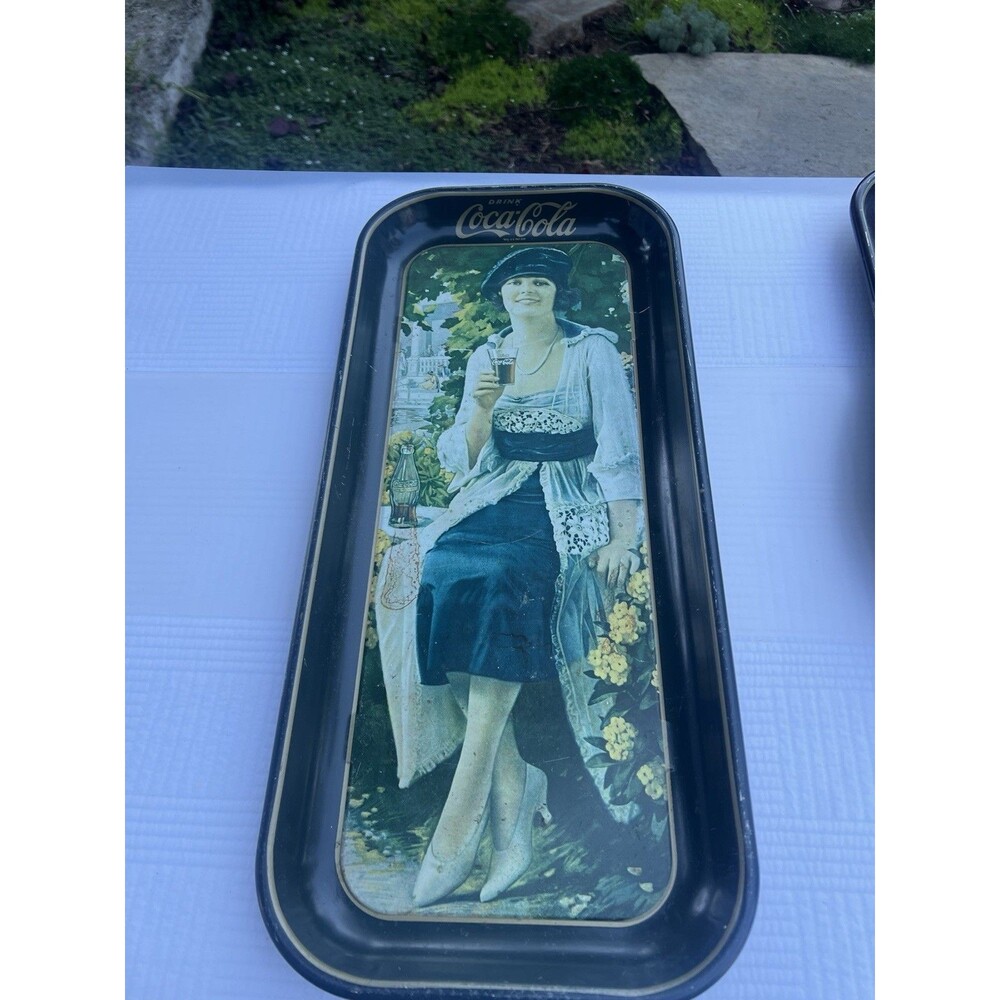 Vintage Coca-Cola Lady Metal Serving Tray 19” Advertising Coke Collectible
